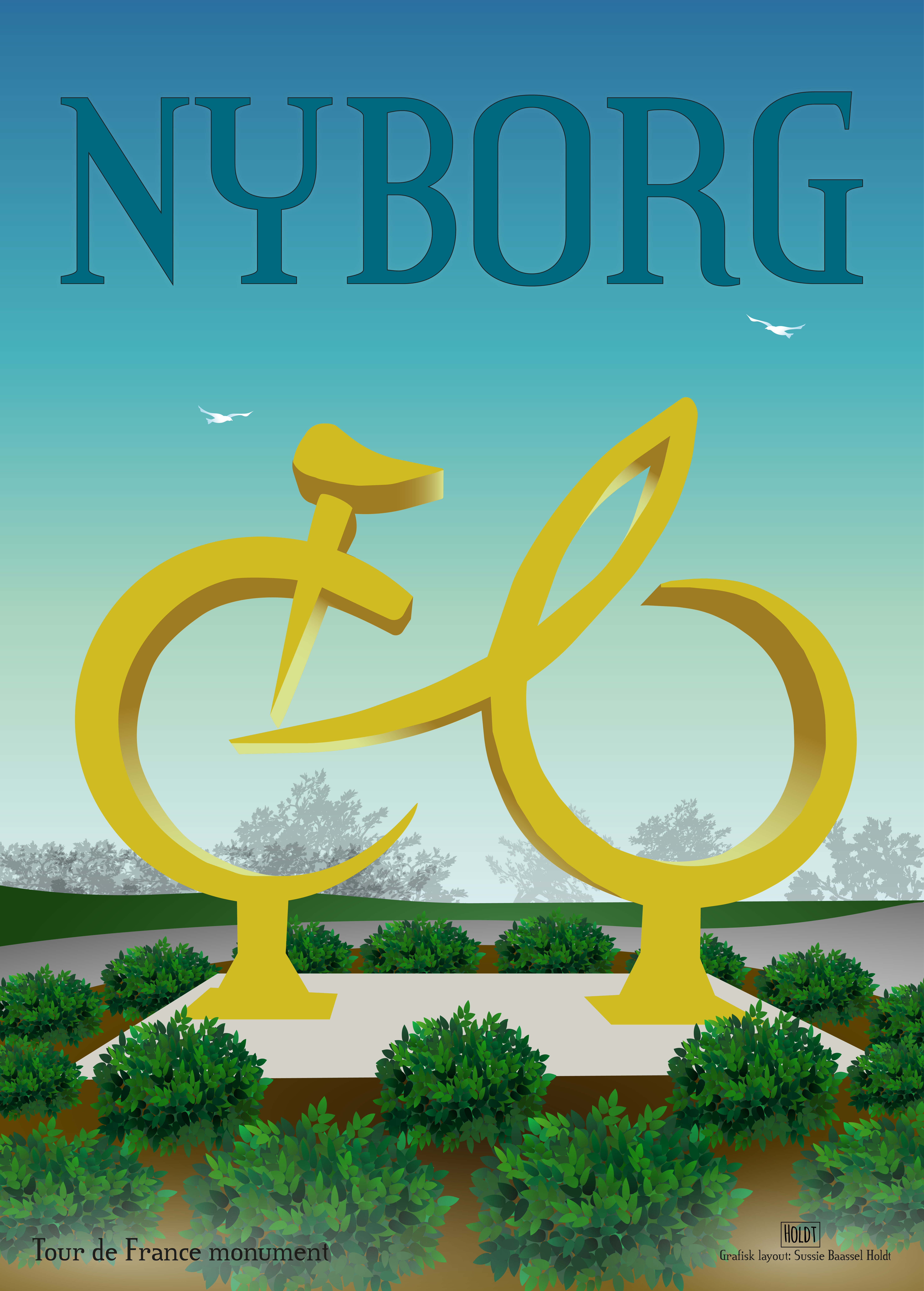 Gengivelse af plakat med TDF monument